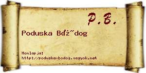 Poduska Bódog névjegykártya